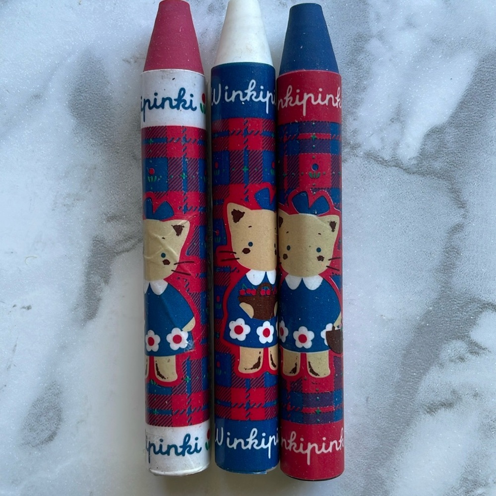 Vintage Sanrio Winkipinki eraser set 1995